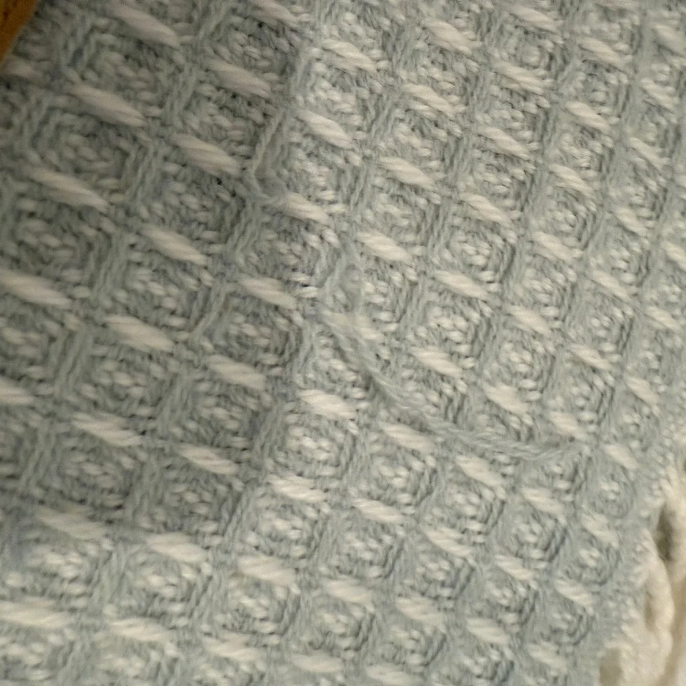 Luxury Alpaca Woven Throw Blanket Pale Blue Fringe Hecho‎ en Peru 66 x 56